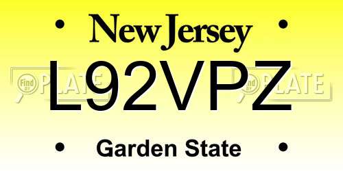 L92VPZ New Jersey License Plate