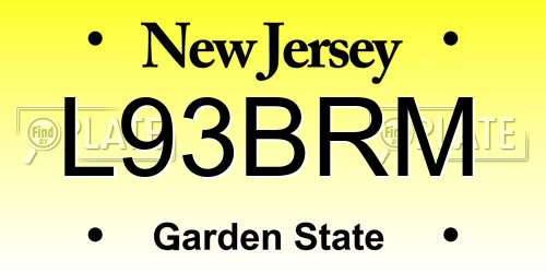 L93BRM New Jersey License Plate