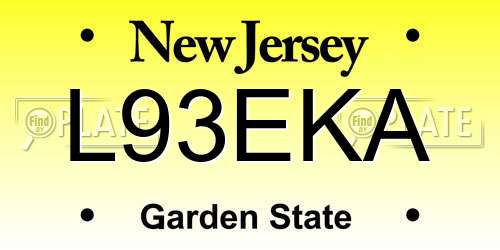 L93EKA New Jersey License Plate
