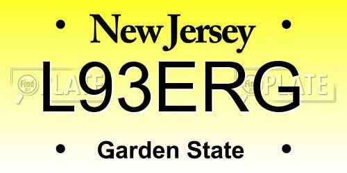 L93ERG New Jersey License Plate