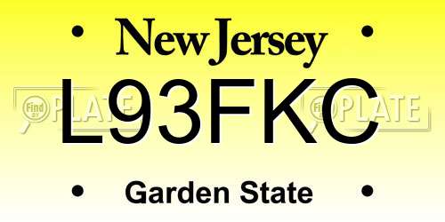 L93FKC New Jersey License Plate