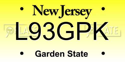 L93GPK New Jersey License Plate