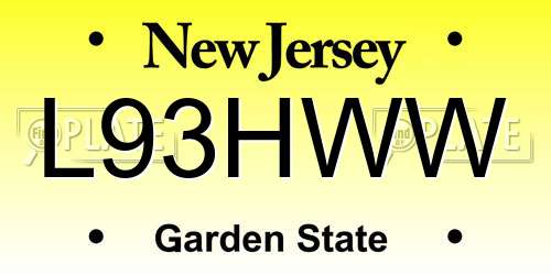 L93HWW New Jersey License Plate