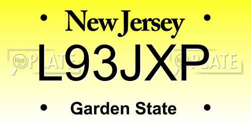 L93JXP New Jersey License Plate
