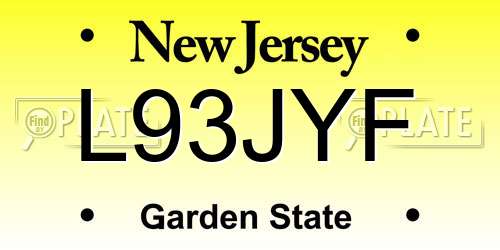 L93JYF New Jersey License Plate