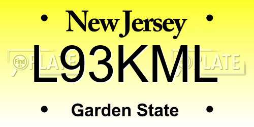 L93KML New Jersey License Plate