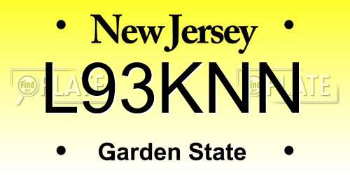 L93KNN New Jersey License Plate