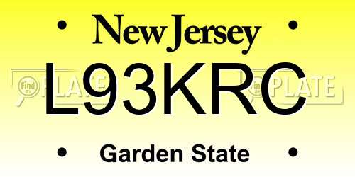 L93KRC New Jersey License Plate