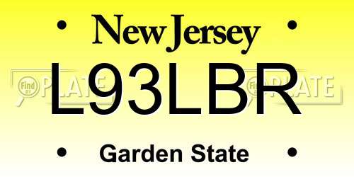 L93LBR New Jersey License Plate