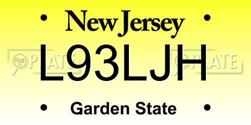 L93LJH New Jersey License Plate