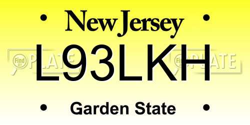 L93LKH New Jersey License Plate