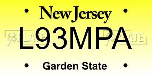 L93MPA New Jersey License Plate