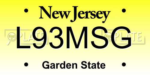 L93MSG New Jersey License Plate