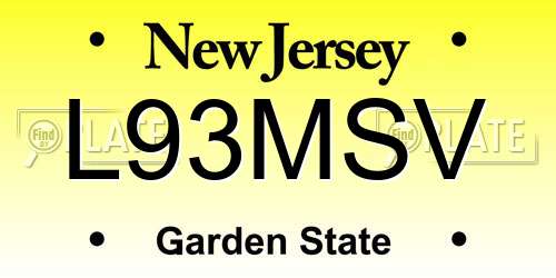 L93MSV New Jersey License Plate