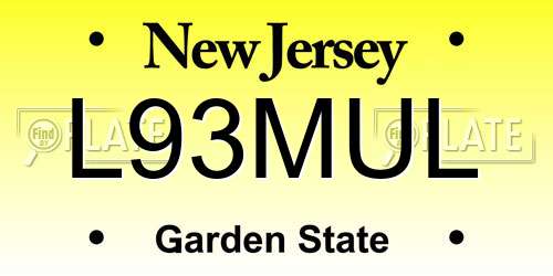 L93MUL New Jersey License Plate