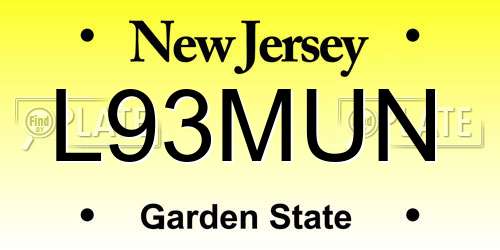 L93MUN New Jersey License Plate