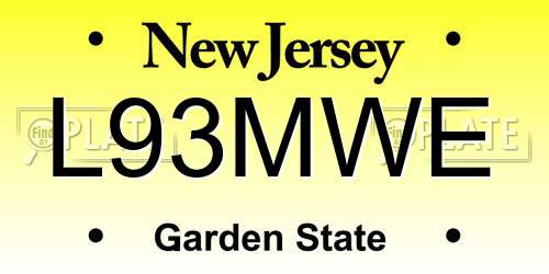 L93MWE New Jersey License Plate