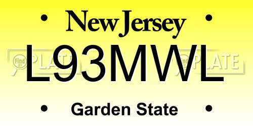 L93MWL New Jersey License Plate