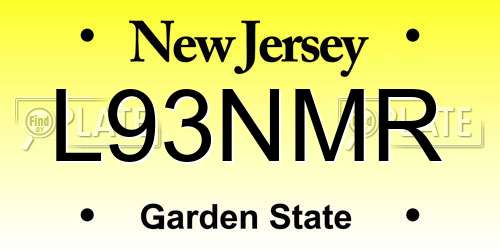 L93NMR New Jersey License Plate