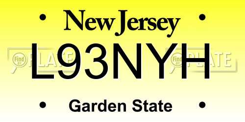 L93NYH New Jersey License Plate