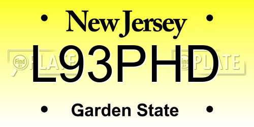 L93PHD New Jersey License Plate