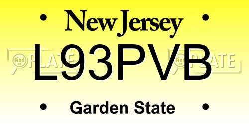 L93PVB New Jersey License Plate