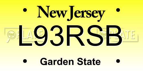 L93RSB New Jersey License Plate