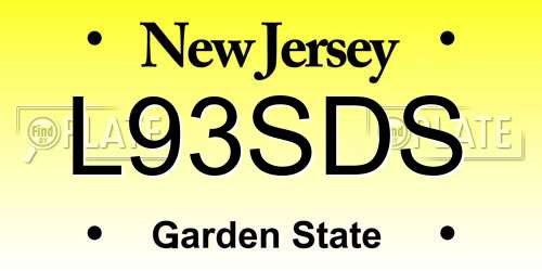 L93SDS New Jersey License Plate