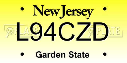 L94CZD New Jersey License Plate