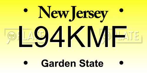 L94KMF New Jersey License Plate