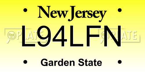L94LFN New Jersey License Plate