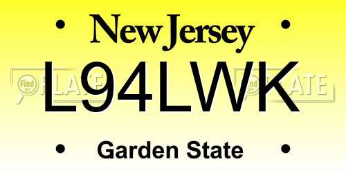 L94LWK New Jersey License Plate