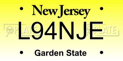 L94NJE New Jersey License Plate