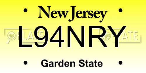 L94NRY New Jersey License Plate