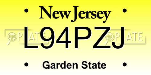 L94PZJ New Jersey License Plate