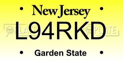 L94RKD New Jersey License Plate
