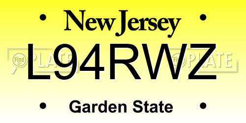 L94RWZ New Jersey License Plate