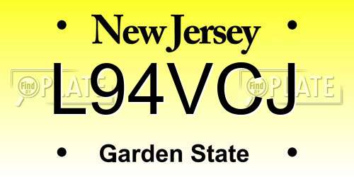 L94VCJ New Jersey License Plate