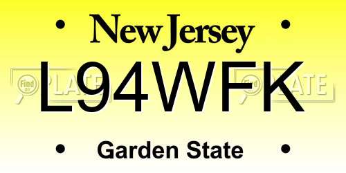 L94WFK New Jersey License Plate
