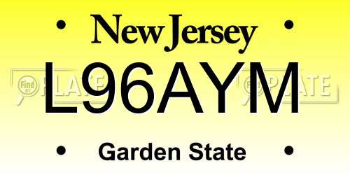 L96AYM New Jersey License Plate