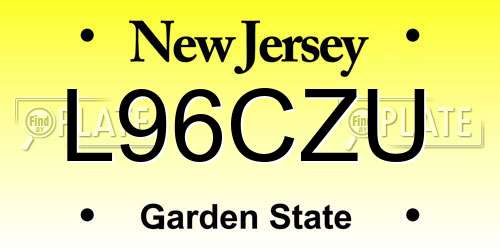 L96CZU New Jersey License Plate