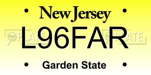 L96FAR New Jersey License Plate