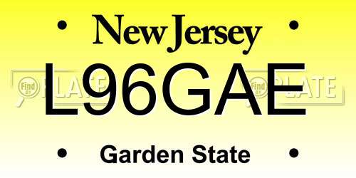 L96GAE New Jersey License Plate
