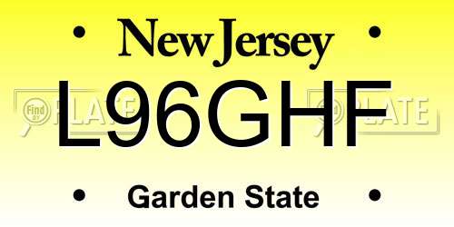 L96GHF New Jersey License Plate