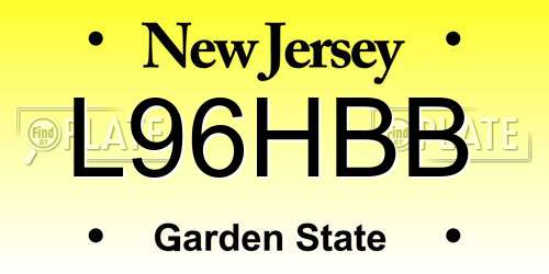 L96HBB New Jersey License Plate