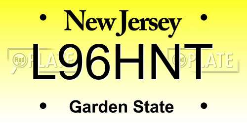 L96HNT New Jersey License Plate