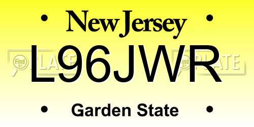 L96JWR New Jersey License Plate