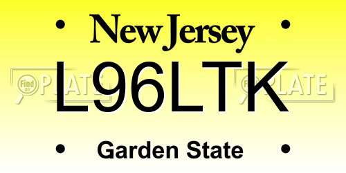 L96LTK New Jersey License Plate