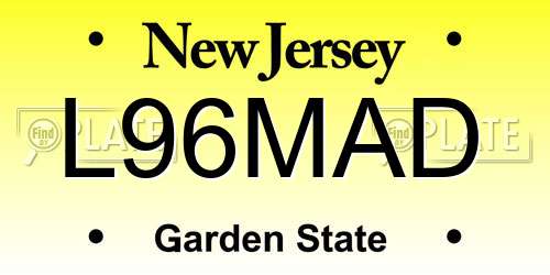 L96MAD New Jersey License Plate