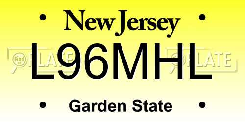 L96MHL New Jersey License Plate